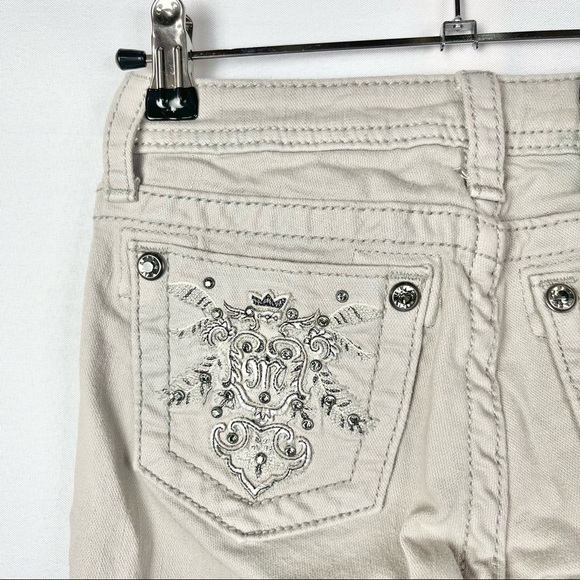 Miss Me Light Gray Embellished Skinny Jeans 10 - Picture 5 of 6